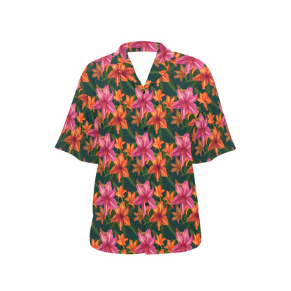Amaryllis Pattern Print Design AL01 Women's Hawaiian Shirt