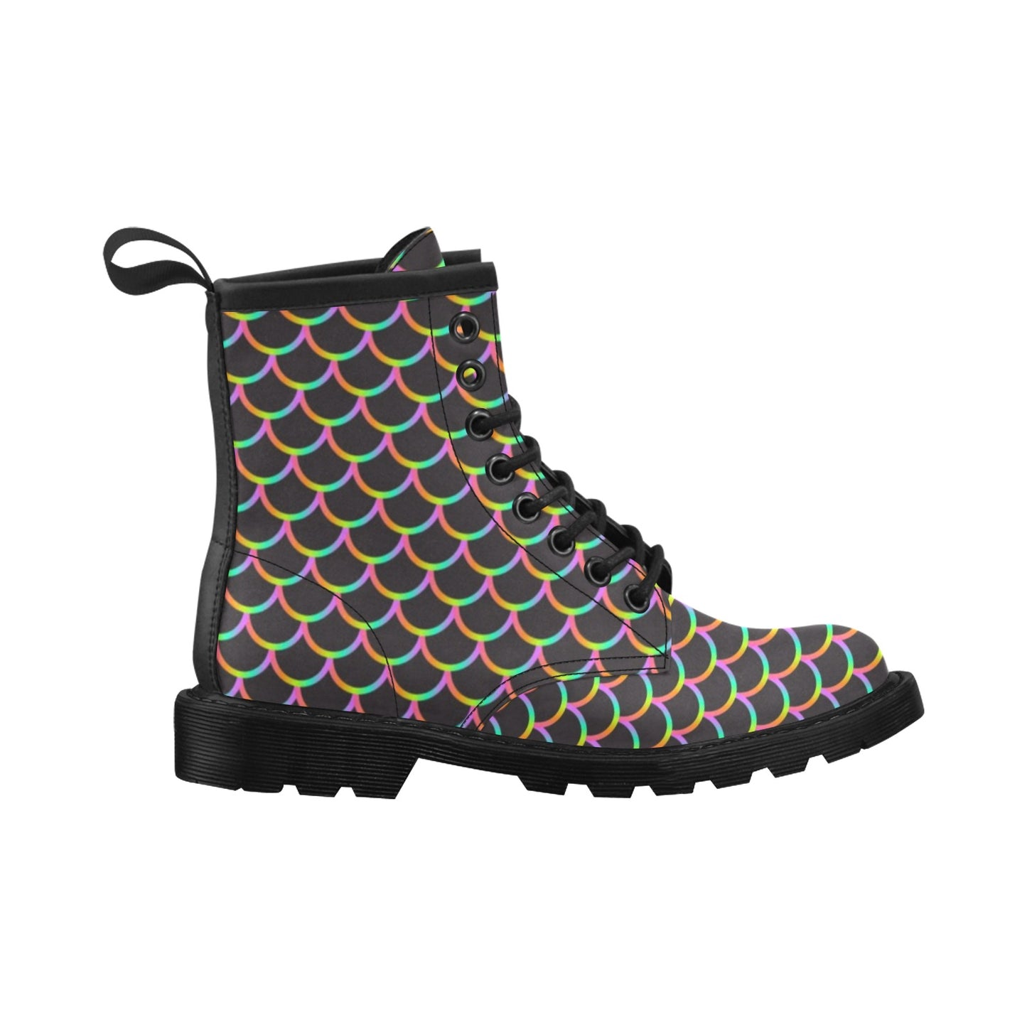 Mermaid Tail Rainbow Design Print Women's Boots