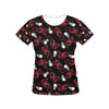 Skull With Red Dragon Print Design LKS304 Women's  T-shirt