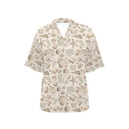 Seashell Print Design LKS304 Women's Hawaiian Shirt