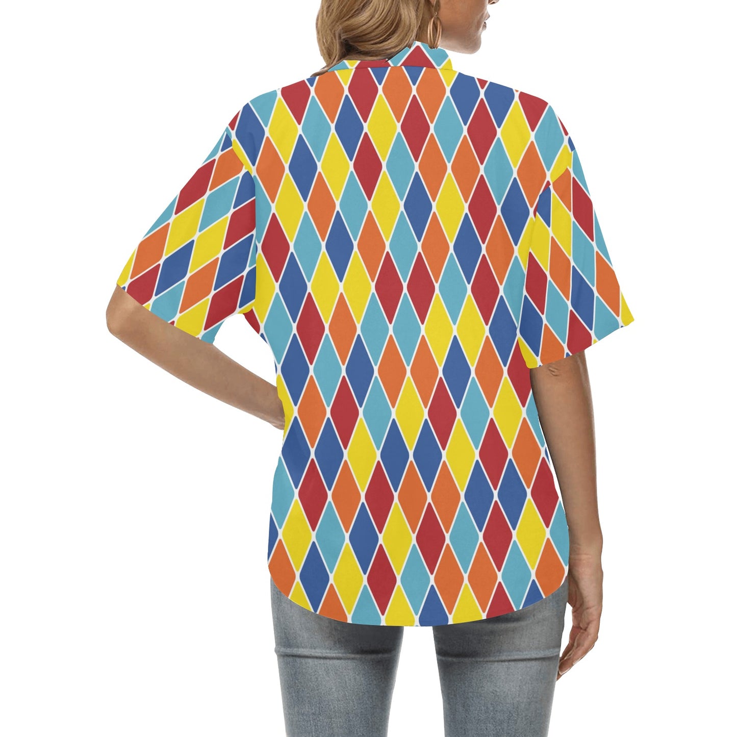 Harlequin Pattern Print Design 01 Women's Hawaiian Shirt