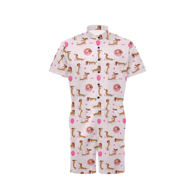 Dachshund Pattern Print Design 10 Men's Romper