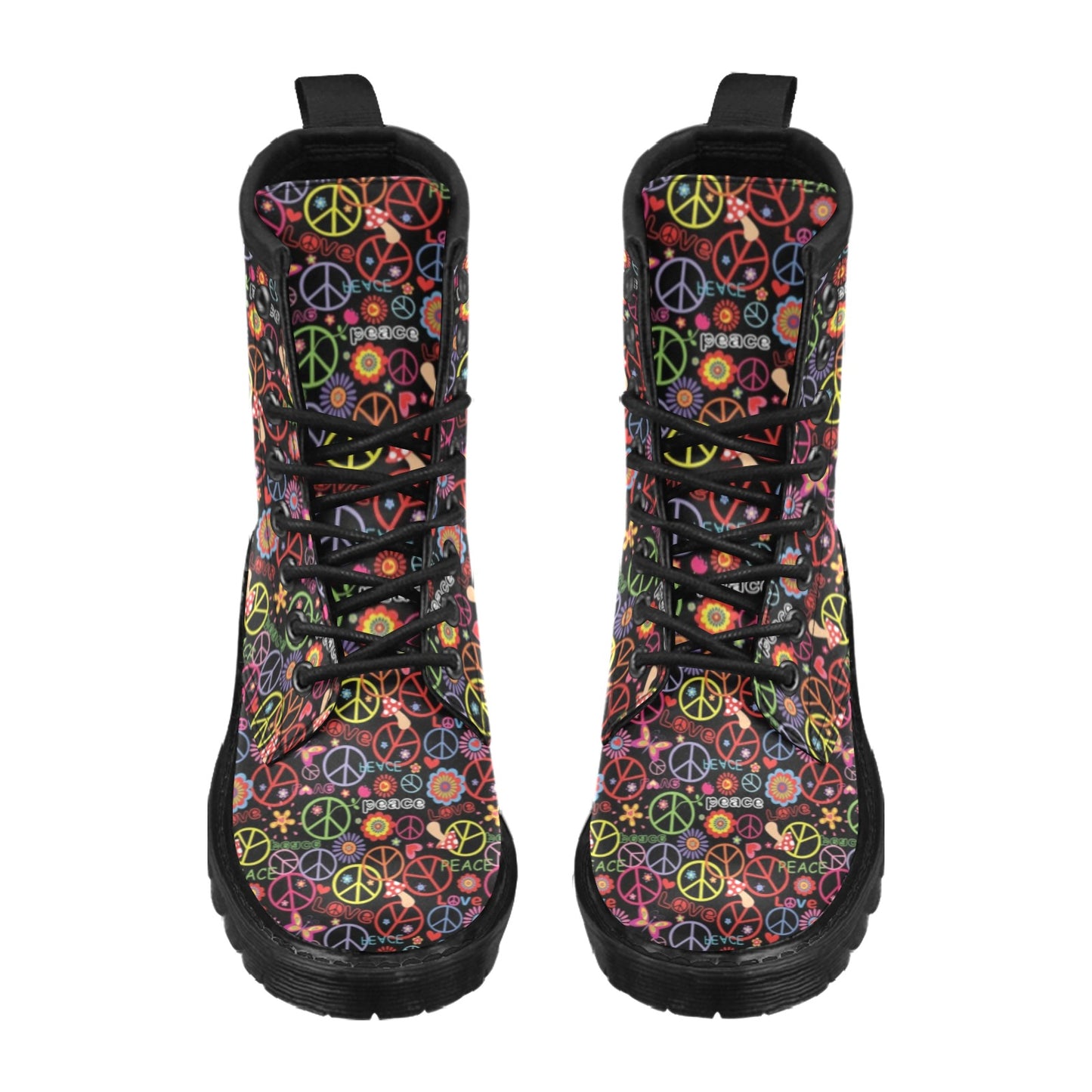 Peace Sign Colorful Design Print Women's Boots