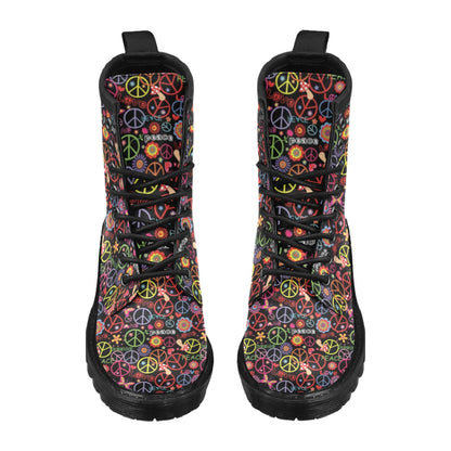 Peace Sign Colorful Design Print Women's Boots