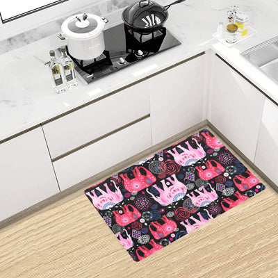 Pink Elephant Pattern Kitchen Mat