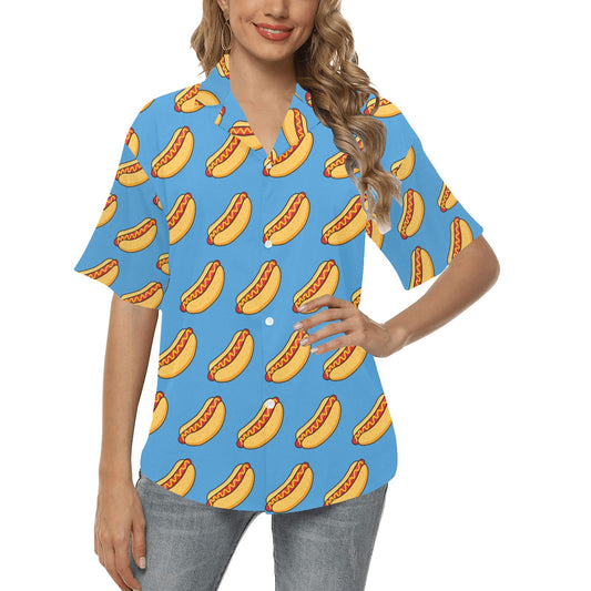 Hot Dog Pattern Print Design 02 Women's Hawaiian Shirt