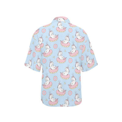 Donut Unicorn Pattern Print Design DN014 Women's Hawaiian Shirt