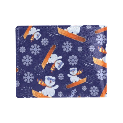 Snowboard Bear Print Design LKS305 Men's ID Card Wallet