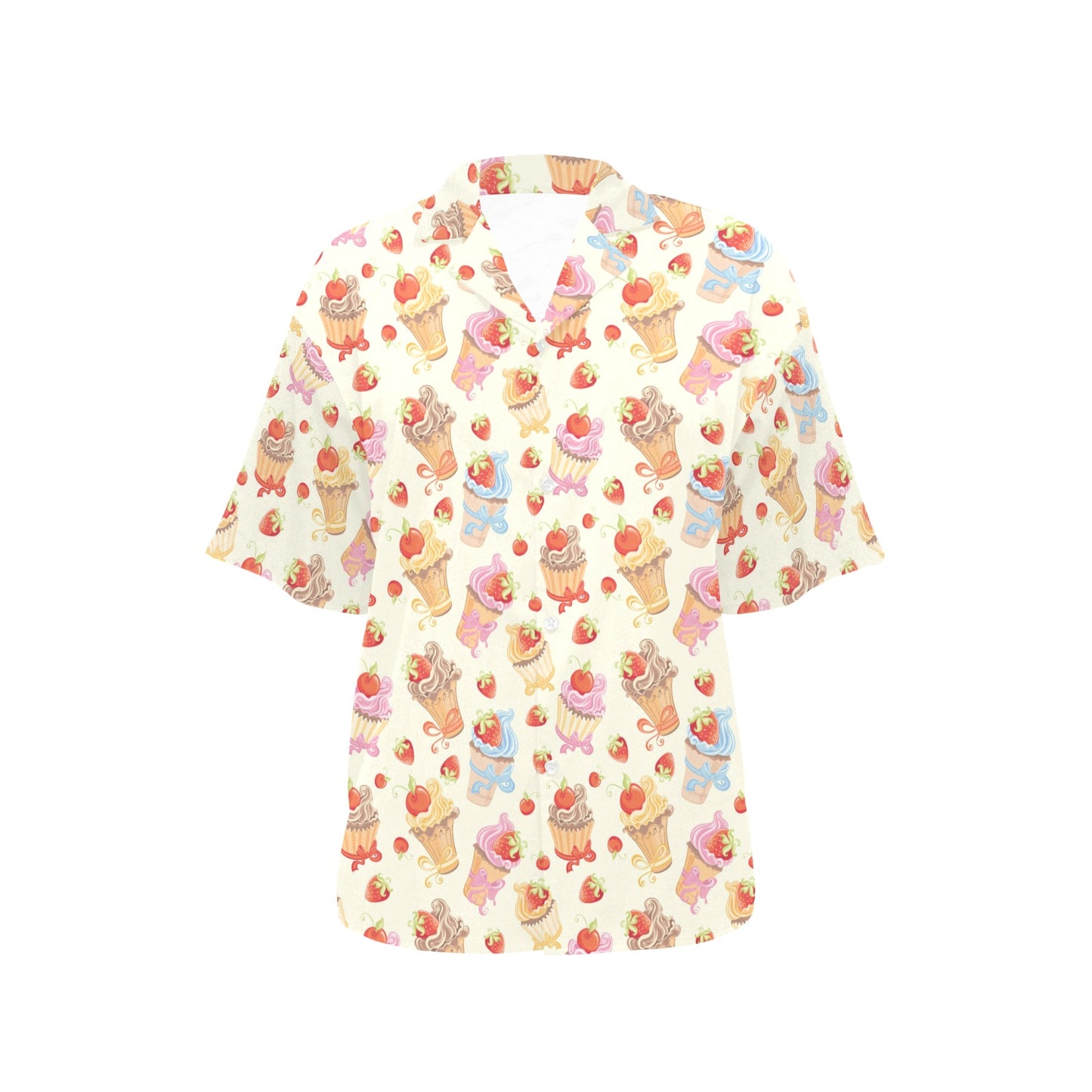 Cupcakes Strawberry Cherry Print Women's Hawaiian Shirt