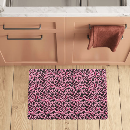 Cheetah Pink Pattern Print Design 01 Kitchen Mat