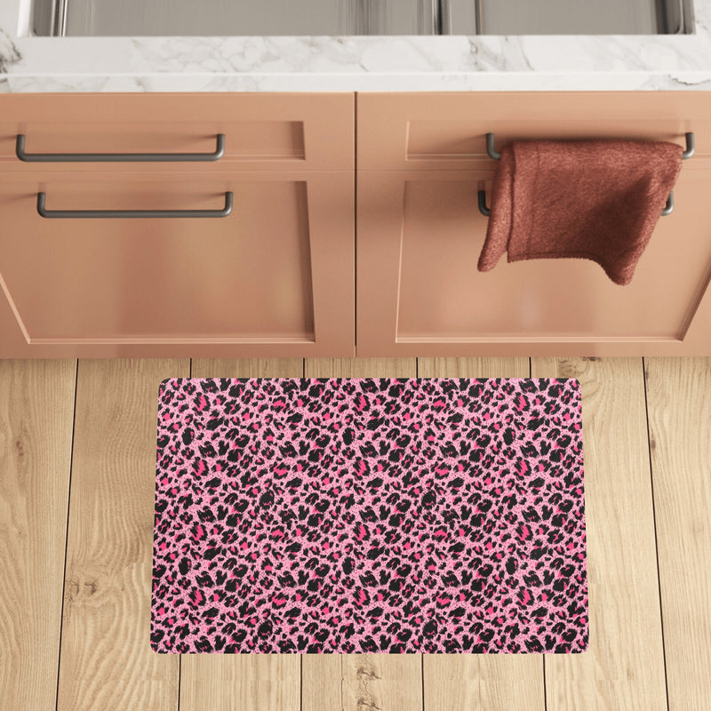 Cheetah Pink Pattern Print Design 01 Kitchen Mat