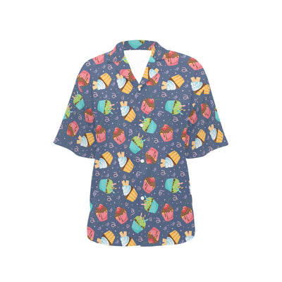 Cupcake Pattern Print Design 02 Women's Hawaiian Shirt