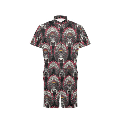 Native Indian Skull Men's Romper