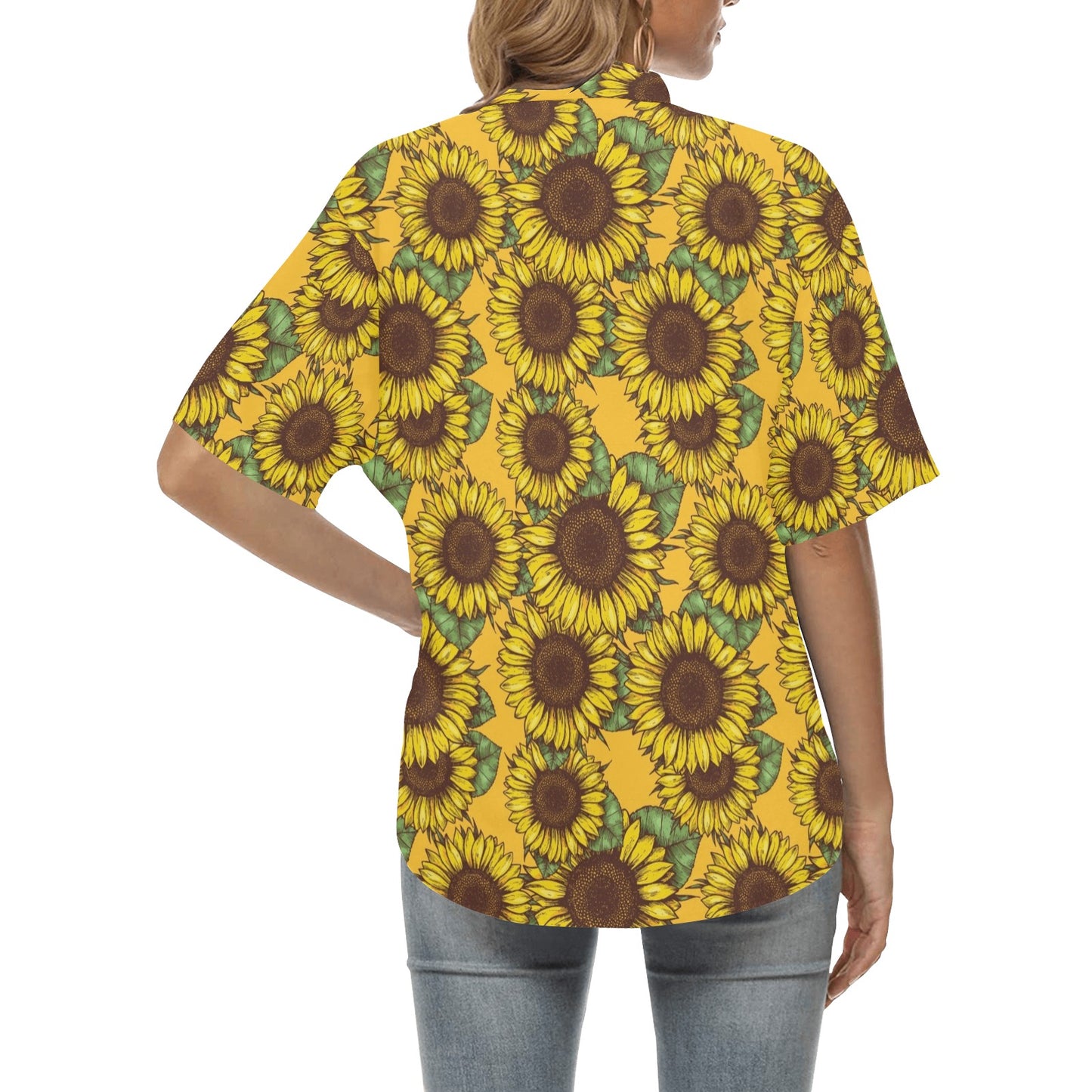 Sunflower Pattern Print Design SF04 Women's Hawaiian Shirt