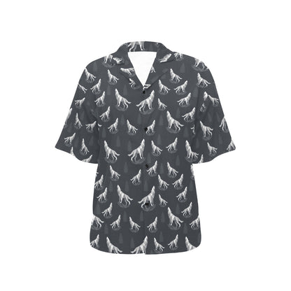 Wolf Print Design LKS303 Women's Hawaiian Shirt