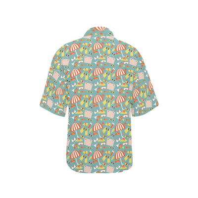Beach Scene Pattern Print Design 02 Women's Hawaiian Shirt