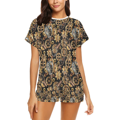 Steampunk Lightbulb Print Design LKS304 Women's Short Pajama Set