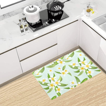 Yellow Plumeria Pattern Print Design PM024 Kitchen Mat
