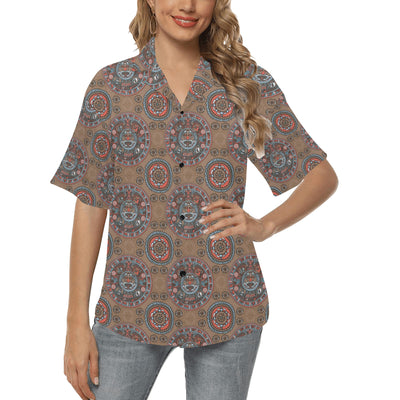 Calendar Aztec Design Print Pattern Women's Hawaiian Shirt