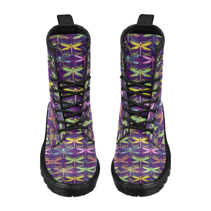 Dragonfly Neon Color Print Pattern Women's Boots