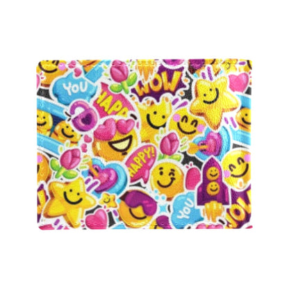 Emoji Sticker Print Pattern Men's ID Card Wallet
