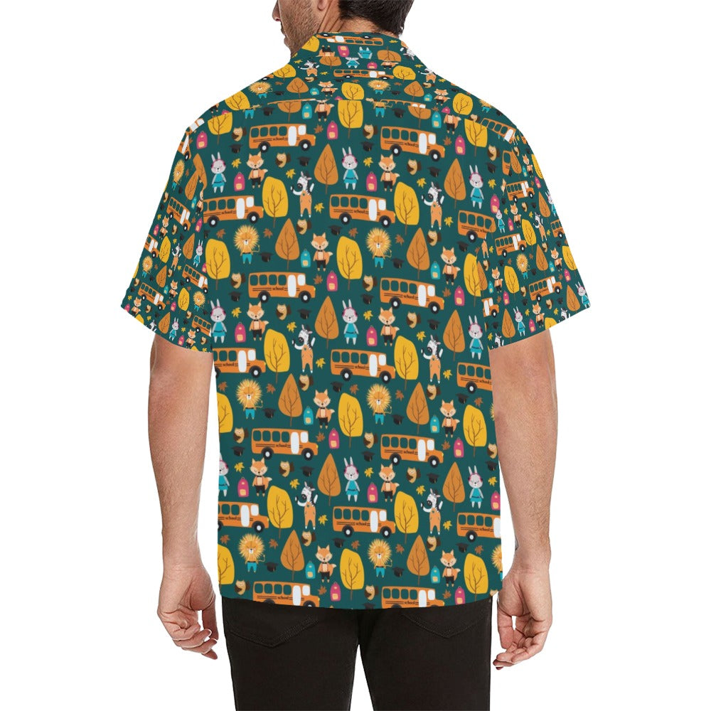 School Bus Print Design LKS309 Men's Hawaiian Shirt