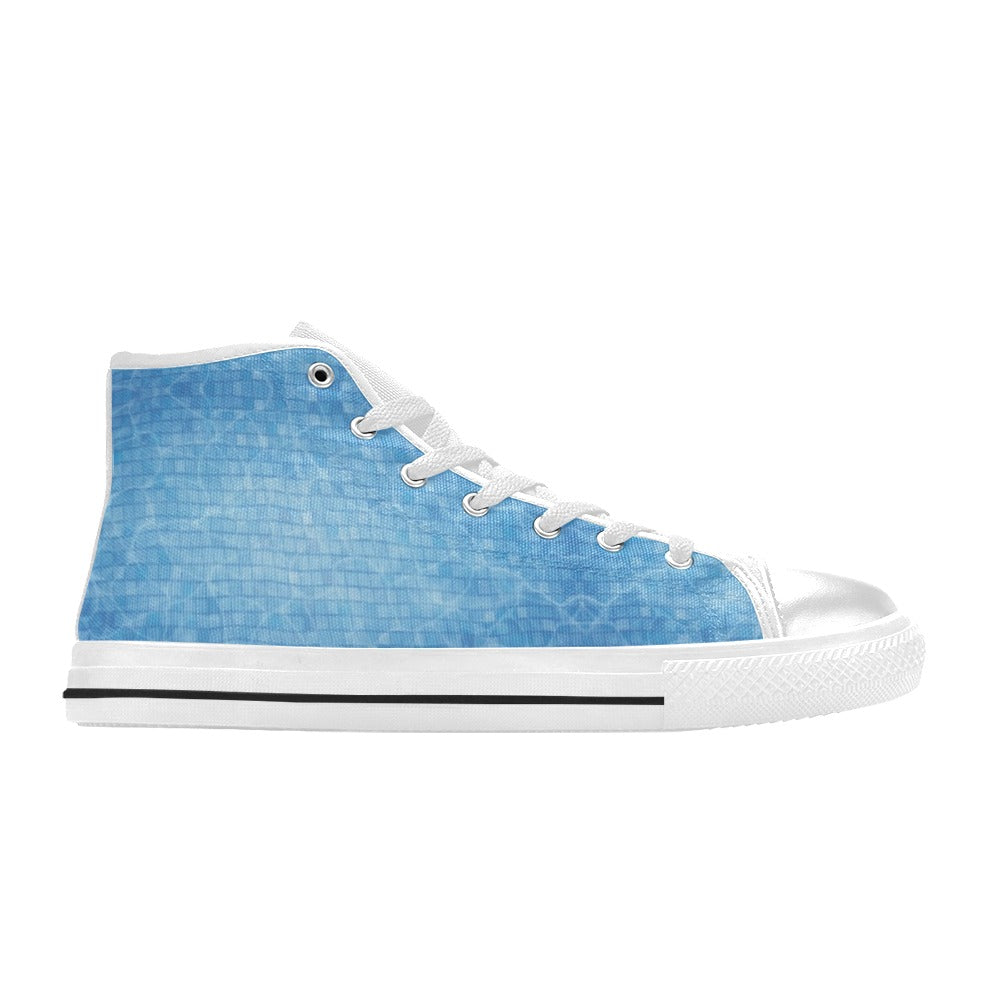 Swimming Pool Print Design LKS302 High Top Women's White Shoes