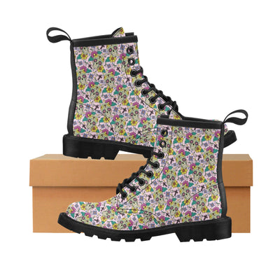 Sugar Skull Print Design LKS307 Women's Boots