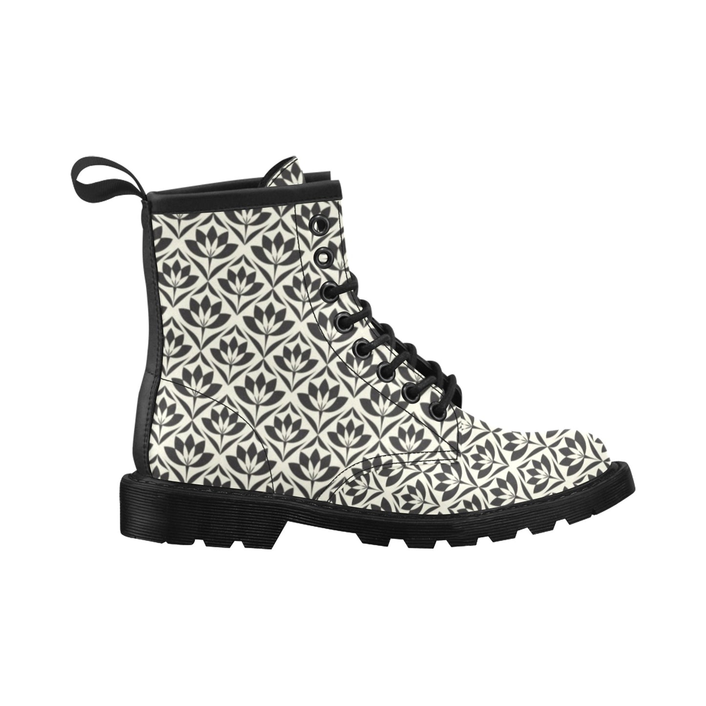 Lotus Pattern Print Women's Boots