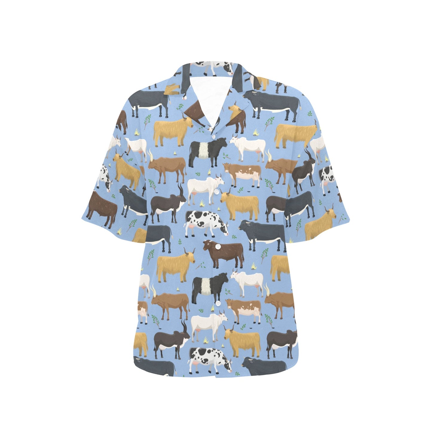 Cattle Pattern Print Design 02 Women's Hawaiian Shirt