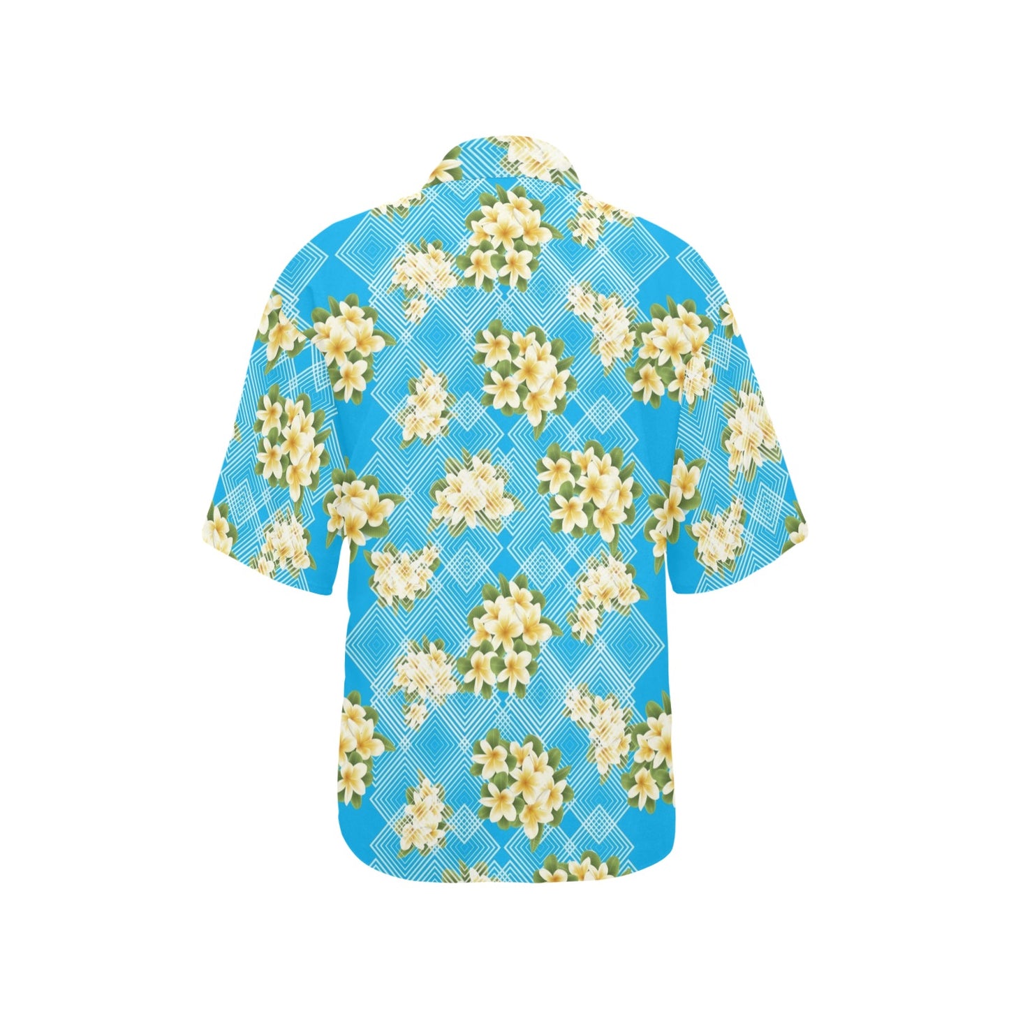 Yellow Plumeria Design Print Pattern Women's Hawaiian Shirt