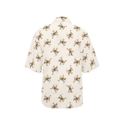Cowboy Pattern Print Design 01 Women's Hawaiian Shirt