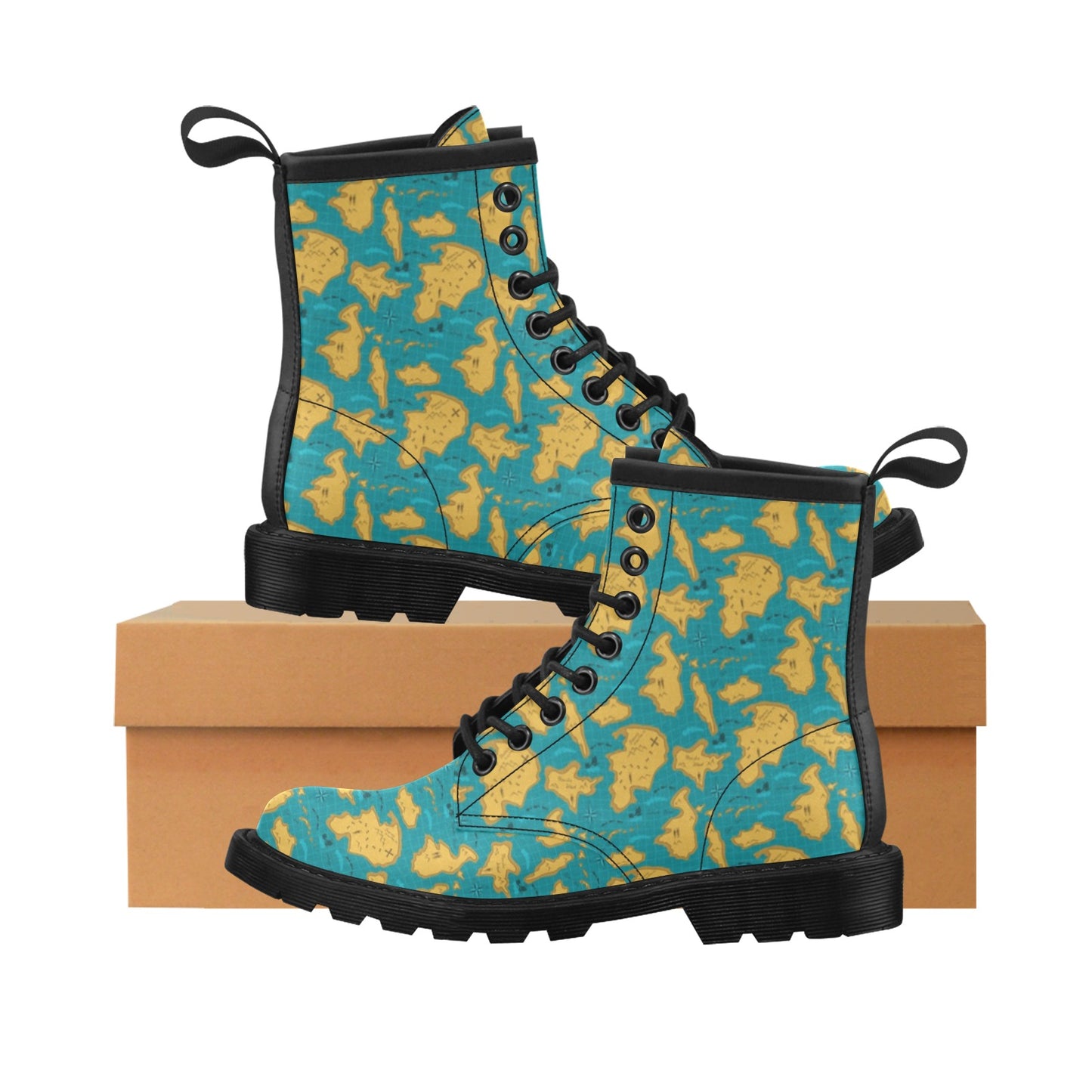 World Map Print Design LKS301 Women's Boots