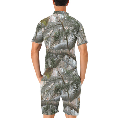 Camo Realistic Tree Forest Pattern Men's Romper