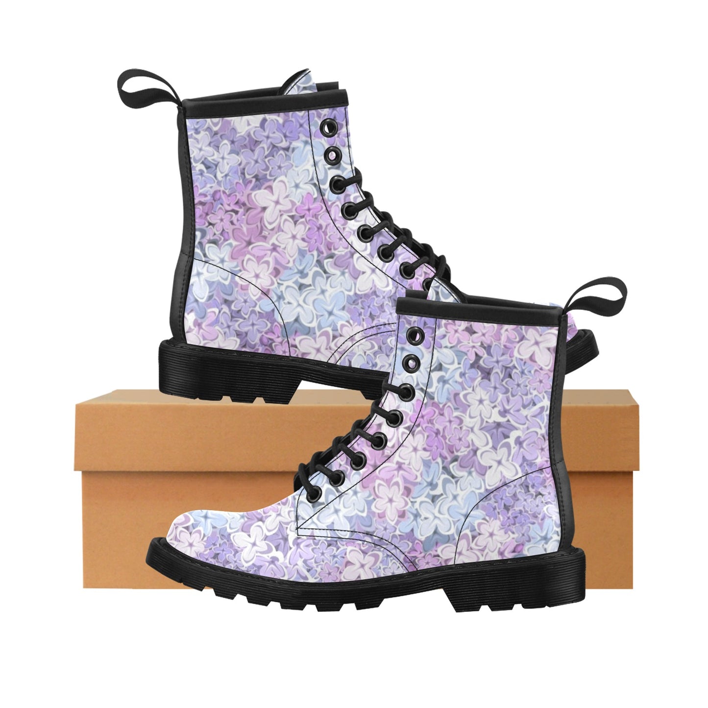Lilac Pattern Print Design LI01 Women's Boots