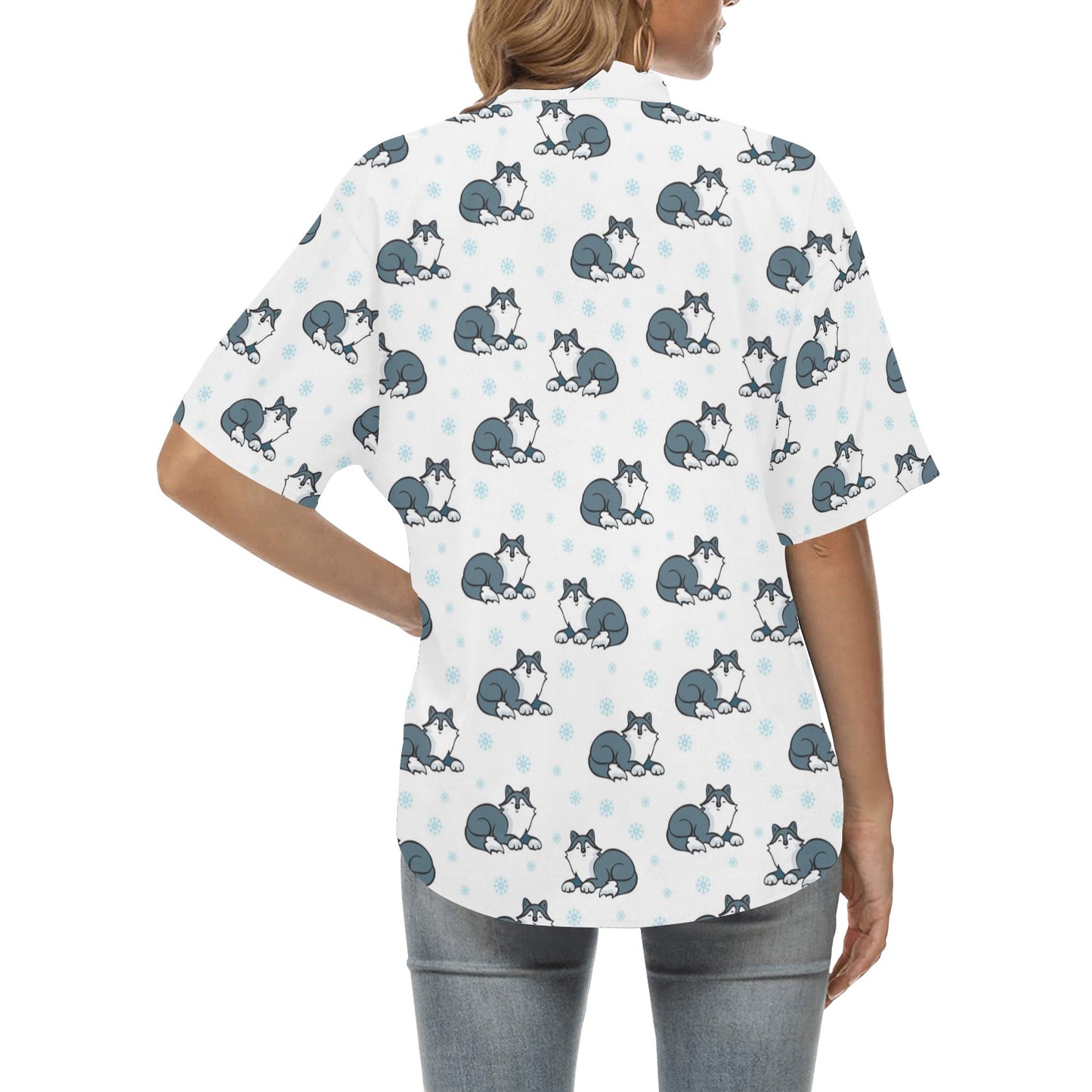 Alaskan Malamute Pattern Print Design 03 Women's Hawaiian Shirt