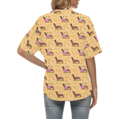 Dachshund Pattern Print Design 07 Women's Hawaiian Shirt