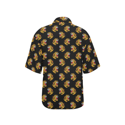 Tiger Head Print Design LKS306 Women's Hawaiian Shirt