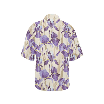 Iris Pattern Print Design IR02 Women's Hawaiian Shirt