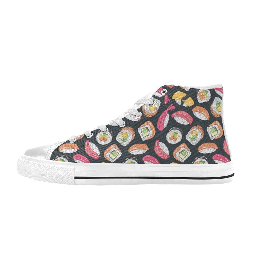 Sushi Print Design LKS306 High Top Women's White Shoes