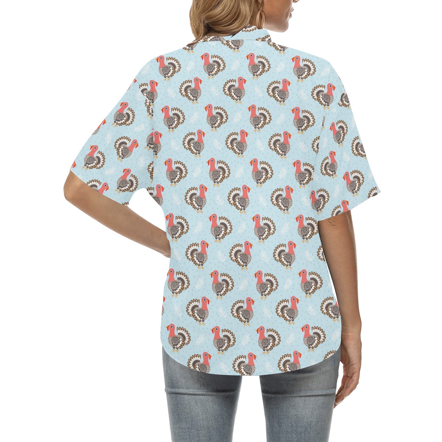 Turkey Print Design LKS403 Women's Hawaiian Shirt