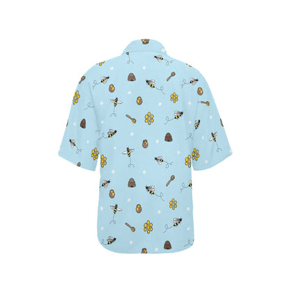 Honey Bee Print Design LKS307 Women's Hawaiian Shirt