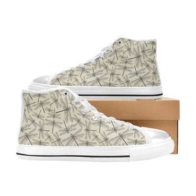 Dragonfly Print Design LKS402 High Top Women's White Shoes