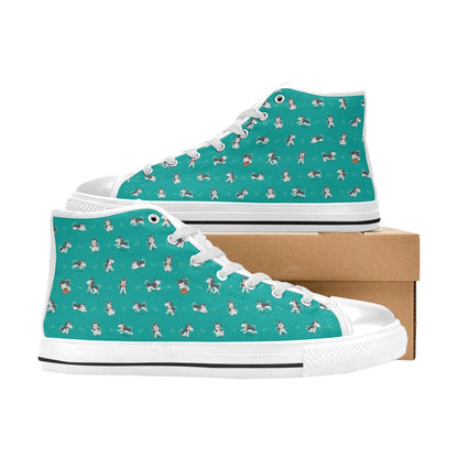Siberian Huskies Print Design LKS303 High Top Women's White Shoes