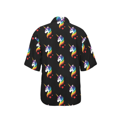 Rainbow Unicorn Pattern Print Design A03 Women's Hawaiian Shirt