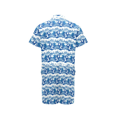 Wave Print Design LKS303 Men's Romper