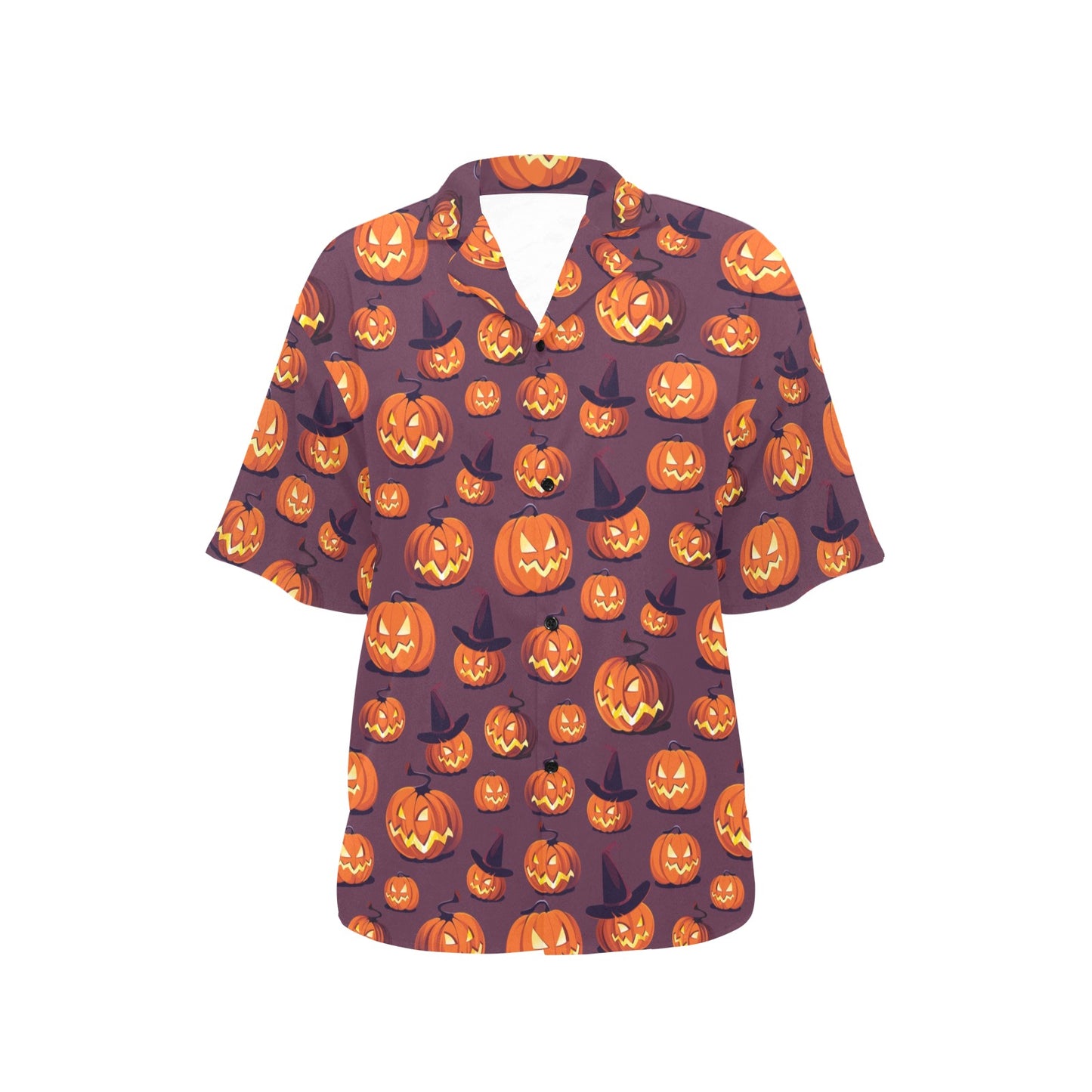 Halloween Pumpkin Pattern Print Design 03 Women's Hawaiian Shirt