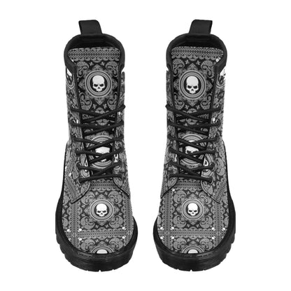 Bandana Skull Print Design LKS303 Women's Boots