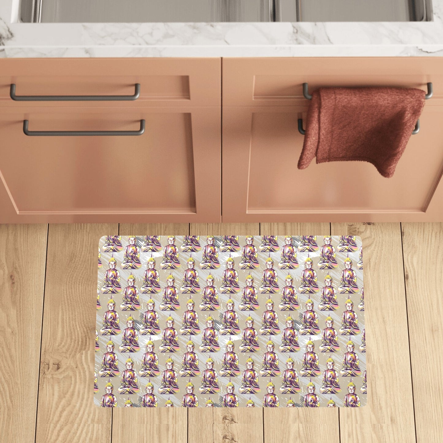 Buddha Pattern Print Design 07 Kitchen Mat