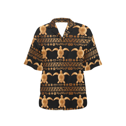 Tribal Sea turtle Polynesian Hawaiian Women's Hawaiian Shirt